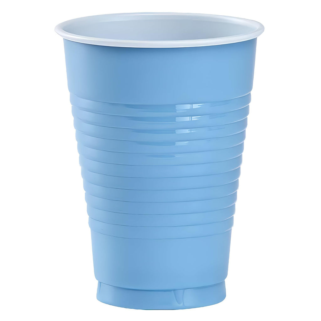 Light Blue Plastic Party Cups 12 Oz, 20 Count - Durable & Disposable