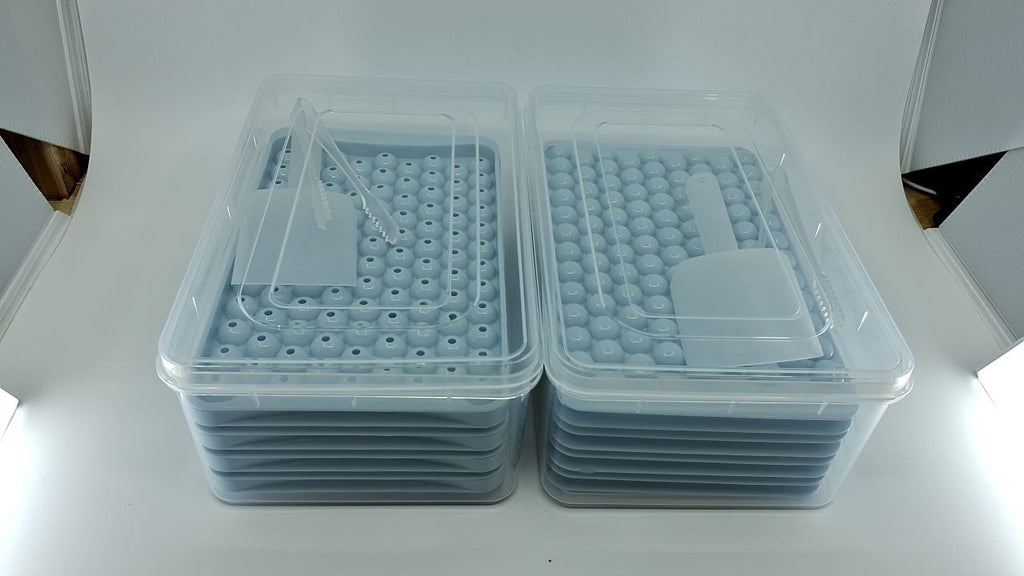 Blue Ice Ball Tray Set, 2 Trays, 832 Ice Balls, 0.60 In, Stackable