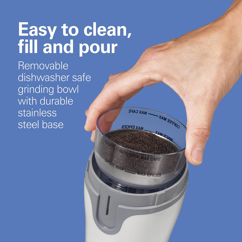 Hamilton Beach 80420 Coffee Grinder, Removable Bowl, 12 Cups, White