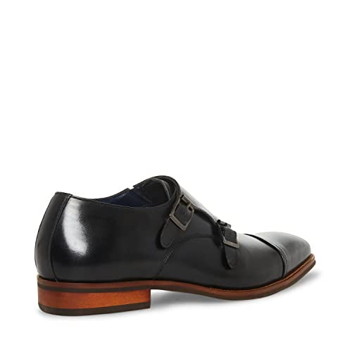 Steve Madden Men's Teon Monk-Strap Loafer, Black Leather, 11