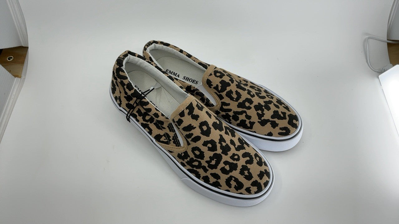 Size 6 Leopard Slip On Fashion Sneakers for Women, Casual & Comfortable