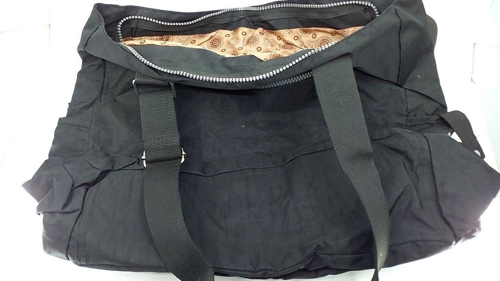X-Black Nylon Tote Handbag Large Shoulder Bag w/ Pockets