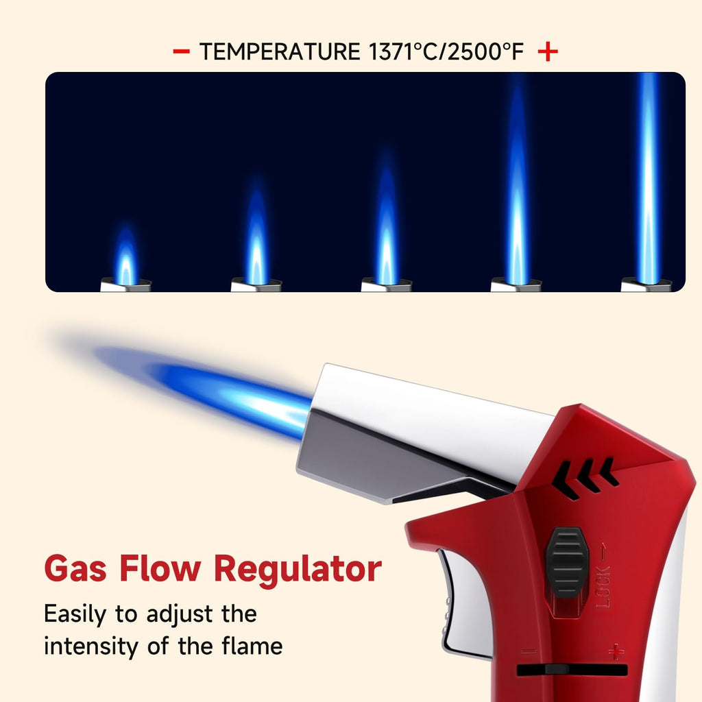PEAKS COMFORTS Kitchen Torch for Cooking with Adjustable Flame,Red