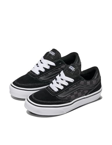 Vans Youth Brooklyn LS Sneakers, Checkerboard Black/Asphalt, Size 11.5