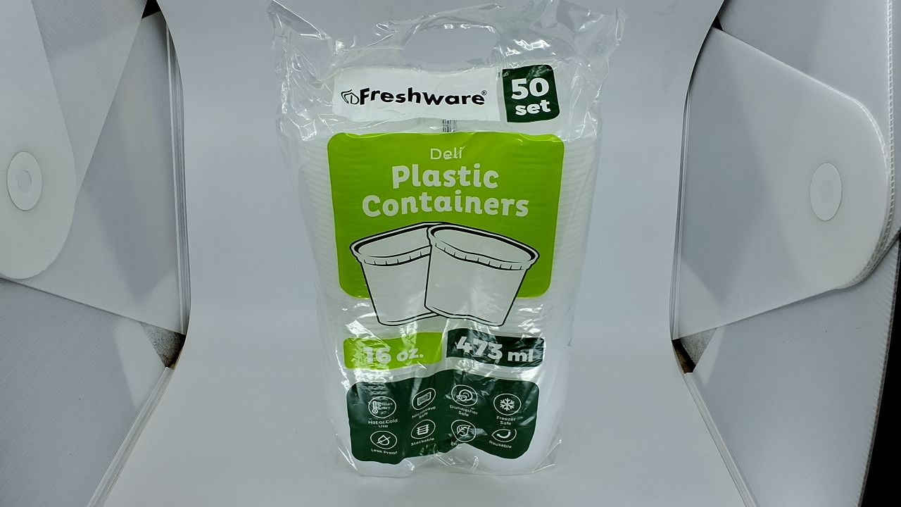 50 Deli Containers 16 oz w/ Lids, Microwave/Dishwasher Safe, BPA Free