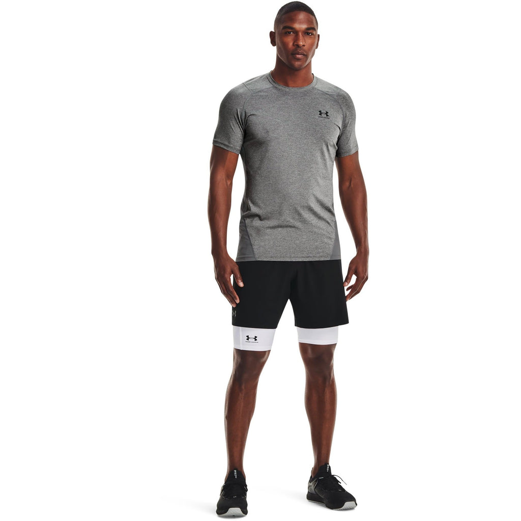 Under Armour Men's HeatGear Pocket Long Shorts, White (100)/Black, 3X-Large