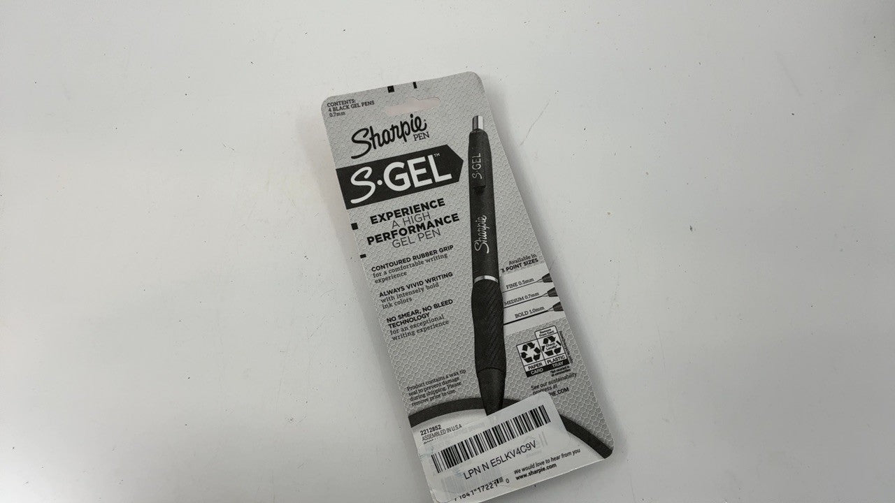 Sharpie S-Gel Pens 0.7mm Black Ink 4 Count - No Smear, Comfortable Grip