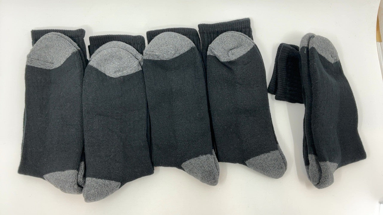 Cotton Crew Socks for Men 10 Pairs Black Size 8-12 Half Cushioned
