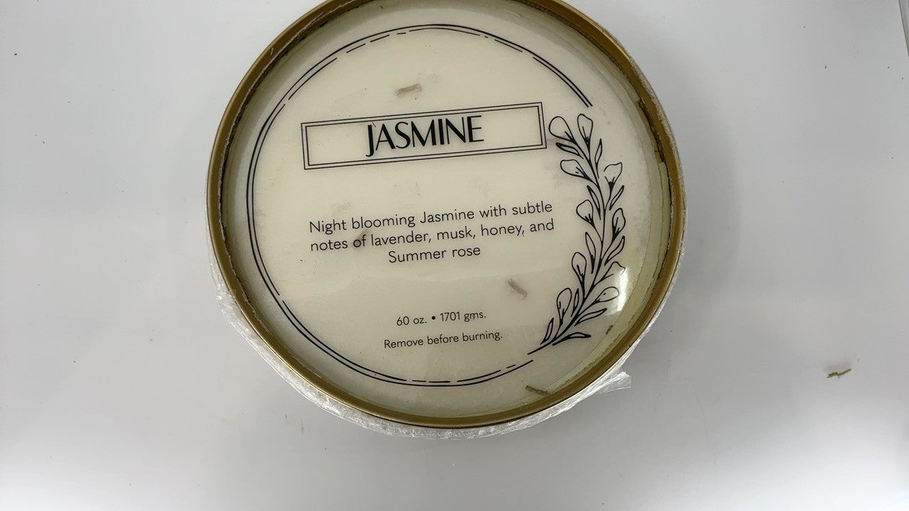 60 oz Jasmine Scented Candle 4 Wick Gold Metal Decorative Candle