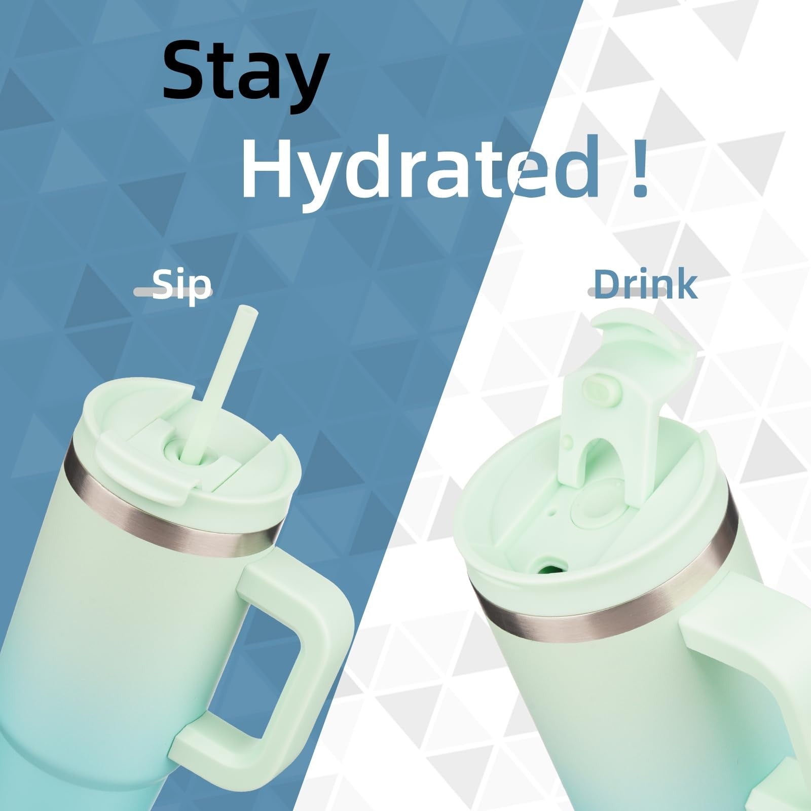 Mint 30 Oz Stainless Steel Tumbler - Insulated Mug w/ Handle & Straws