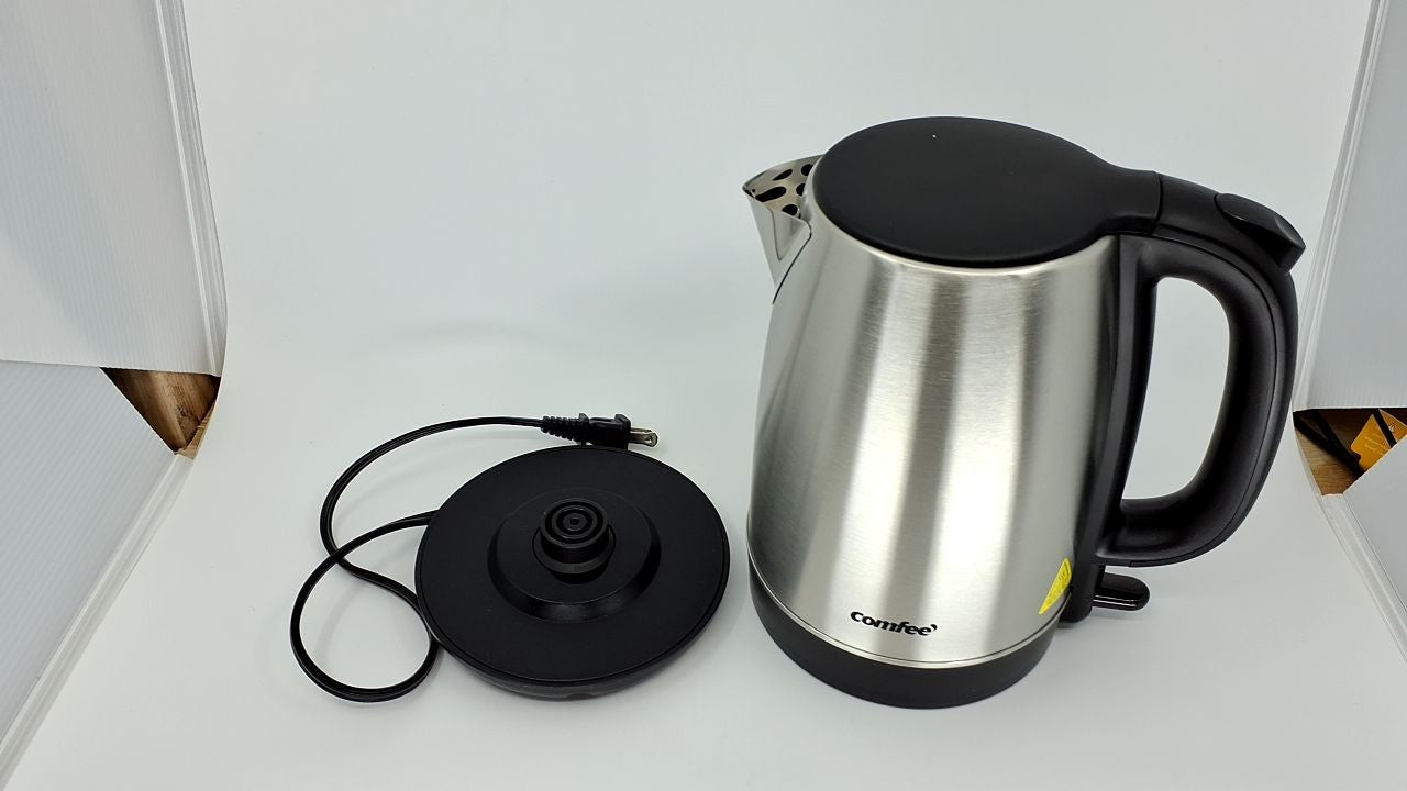 COMFEE' 1.7L Electric Tea Kettle, Fast Boil, Stainless Steel, Silver