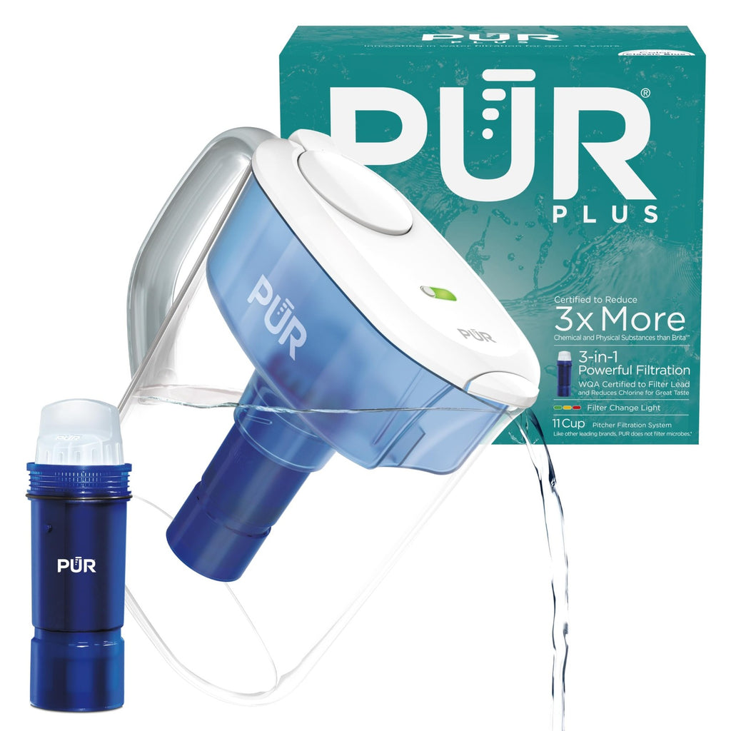 PUR Plus Water Pitcher 11-Cup - Lead Reduction, Dishwasher Safe