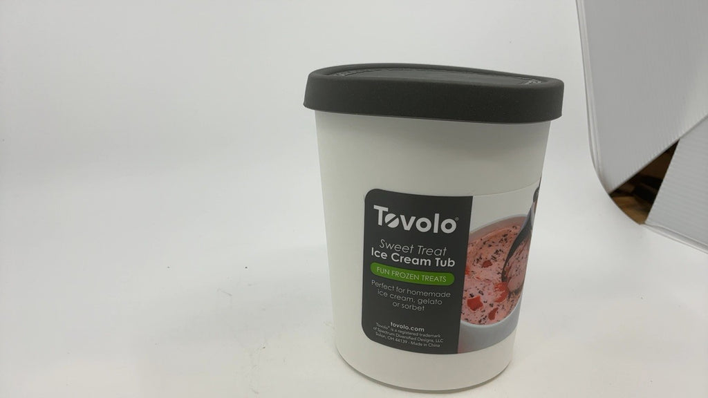 Stackable 1 Qt Ice Cream Tub - Charcoal, Silicone Lid, Dishwasher-Safe