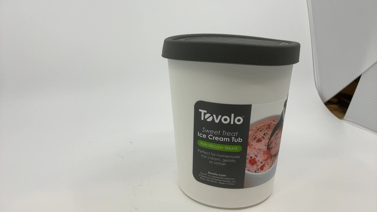 Stackable 1 Qt Ice Cream Tub - Charcoal, Silicone Lid, Dishwasher-Safe