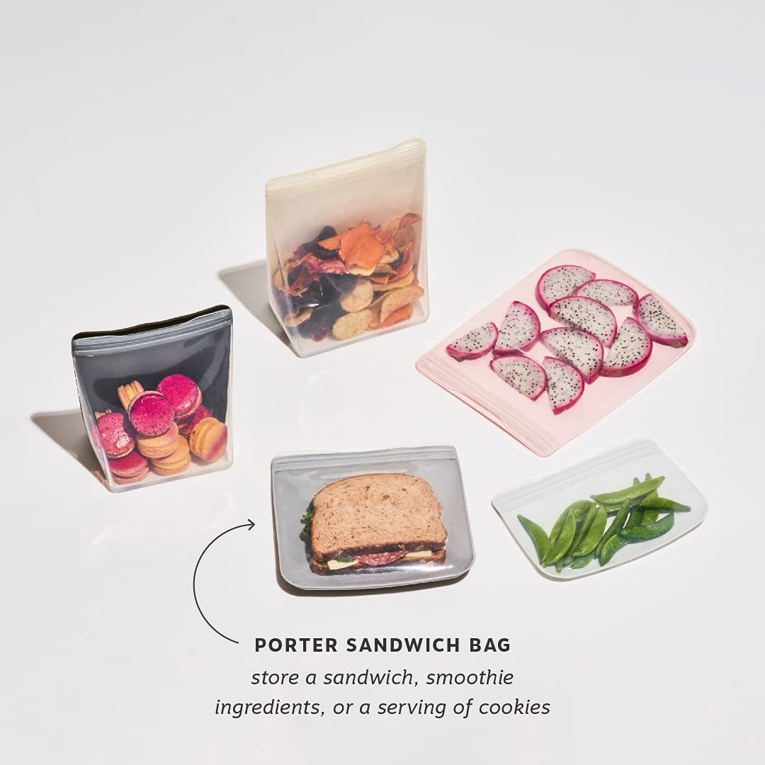 W&P Silicone Sandwich Storage Bag 34oz, Cream, Microwave & Dishwasher Safe