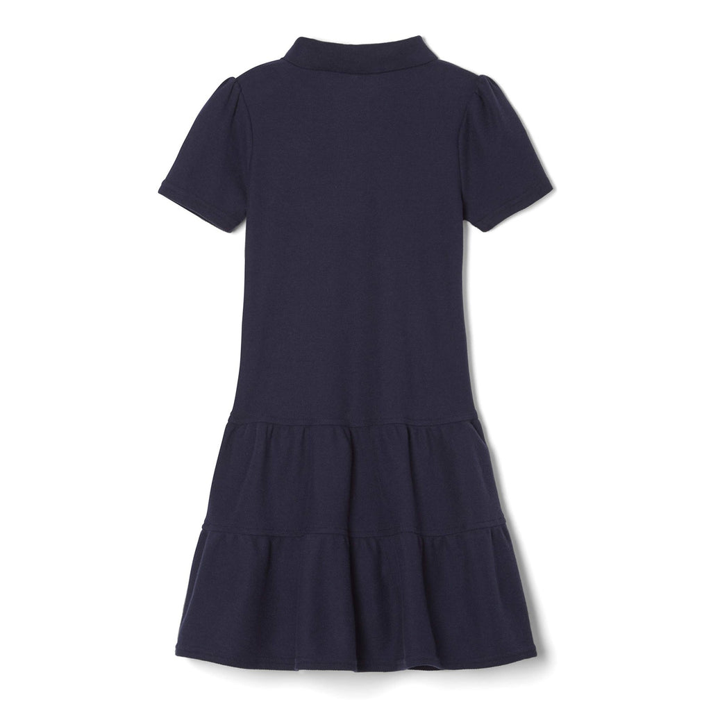 French Toast girls Ruffle Pique Polo School Uniform Dress, Navy, 14-16 US
