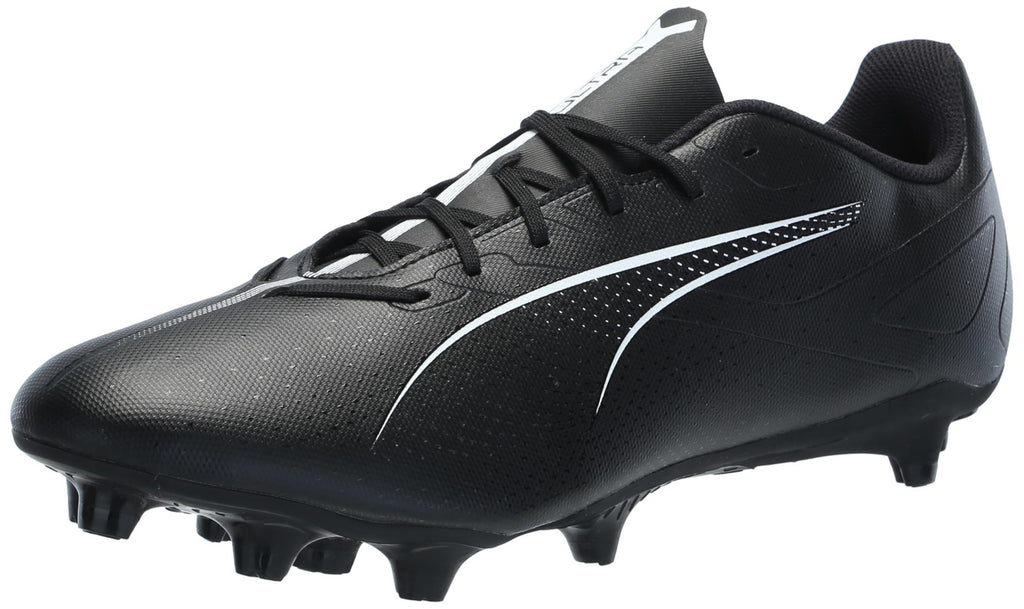 PUMA Men's Ultra 5 Play Firm Ground Soccer Shoes, Black/White, 8