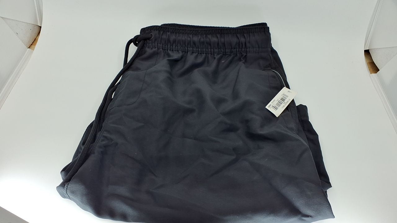 Men's 9" Black Swim Trunks w/ Mesh Lining & Drawstring, Large