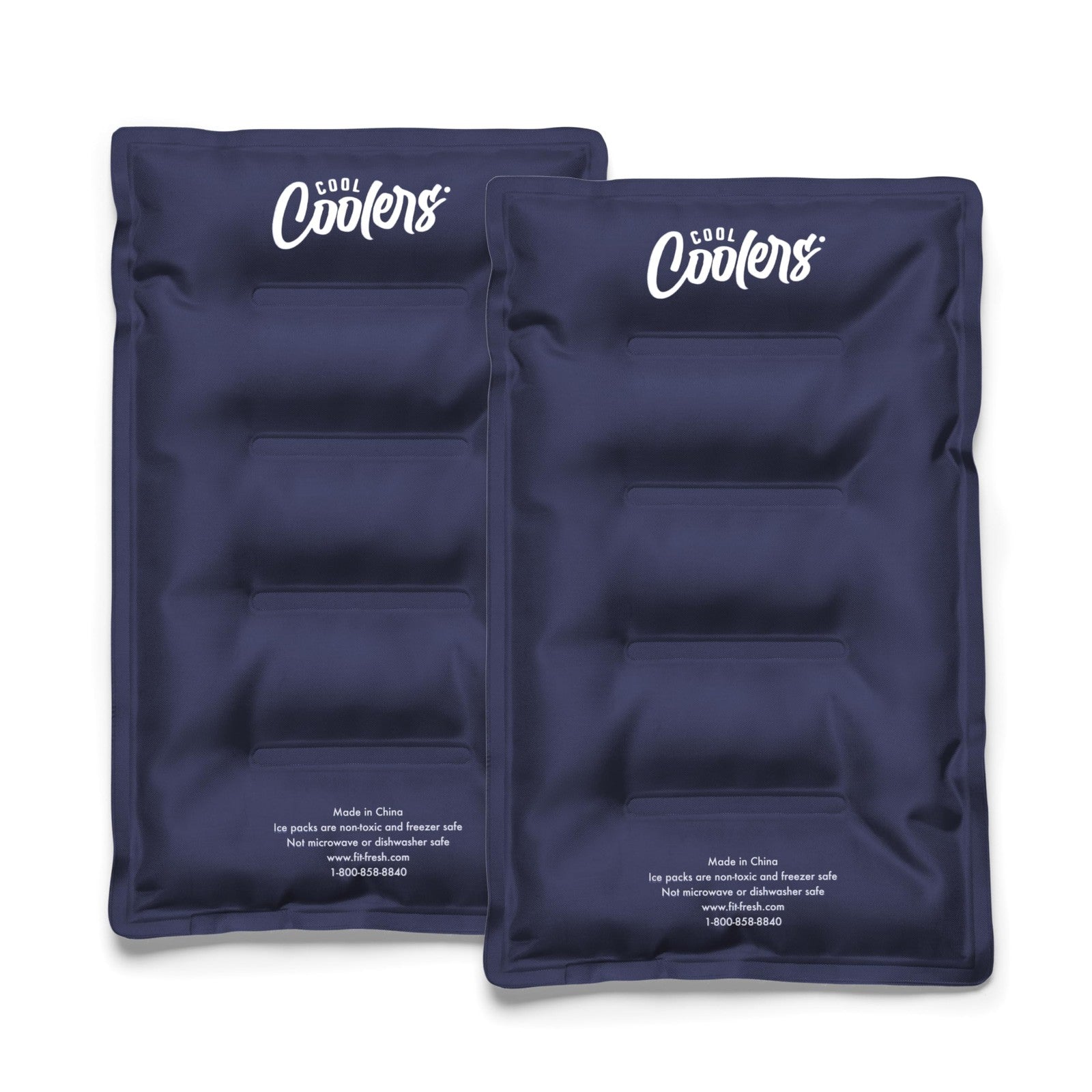 Cool Coolers XL Soft Ice Packs, 2 Pack, Navy Blue, Flexible Nylon
