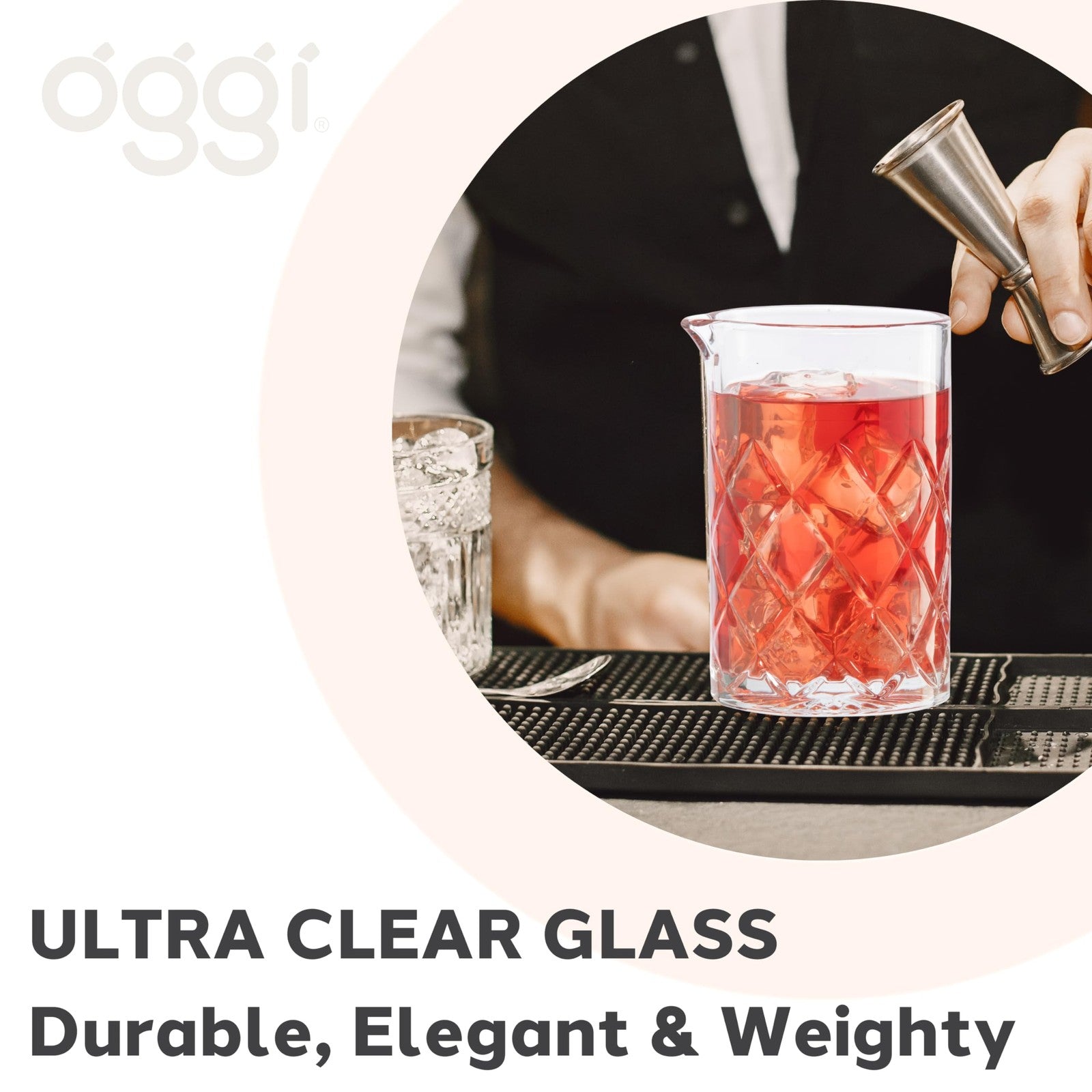 Elegant Cocktail Mixing Glass & Stainless Steel Strainer Set