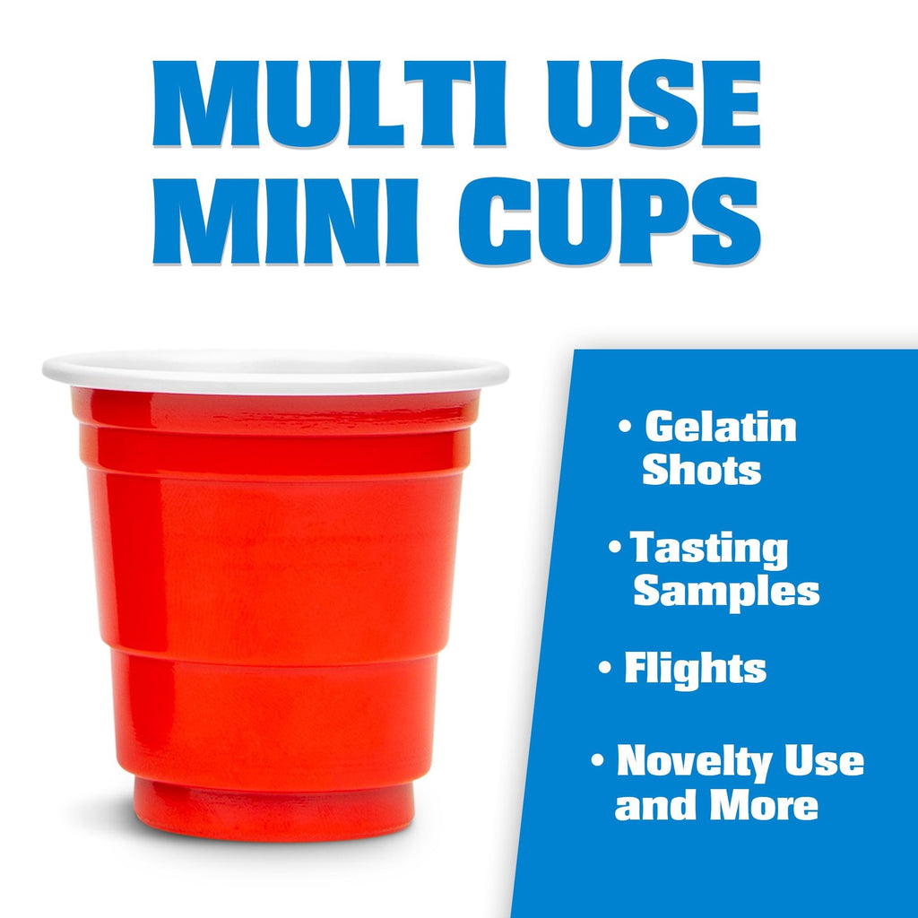 GoBig 200 Pack 2 oz Plastic Shot Cups - Mini 2oz Party Cups, Red