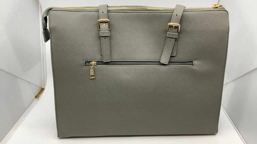 Women’s Gray Leather Laptop Bag, Large Tote w/ USB Port, 4pcs Set