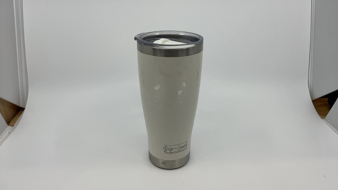24oz Insulated Tumbler w/ Leak-Proof Lid, Stainless Steel, White Sand Leopard