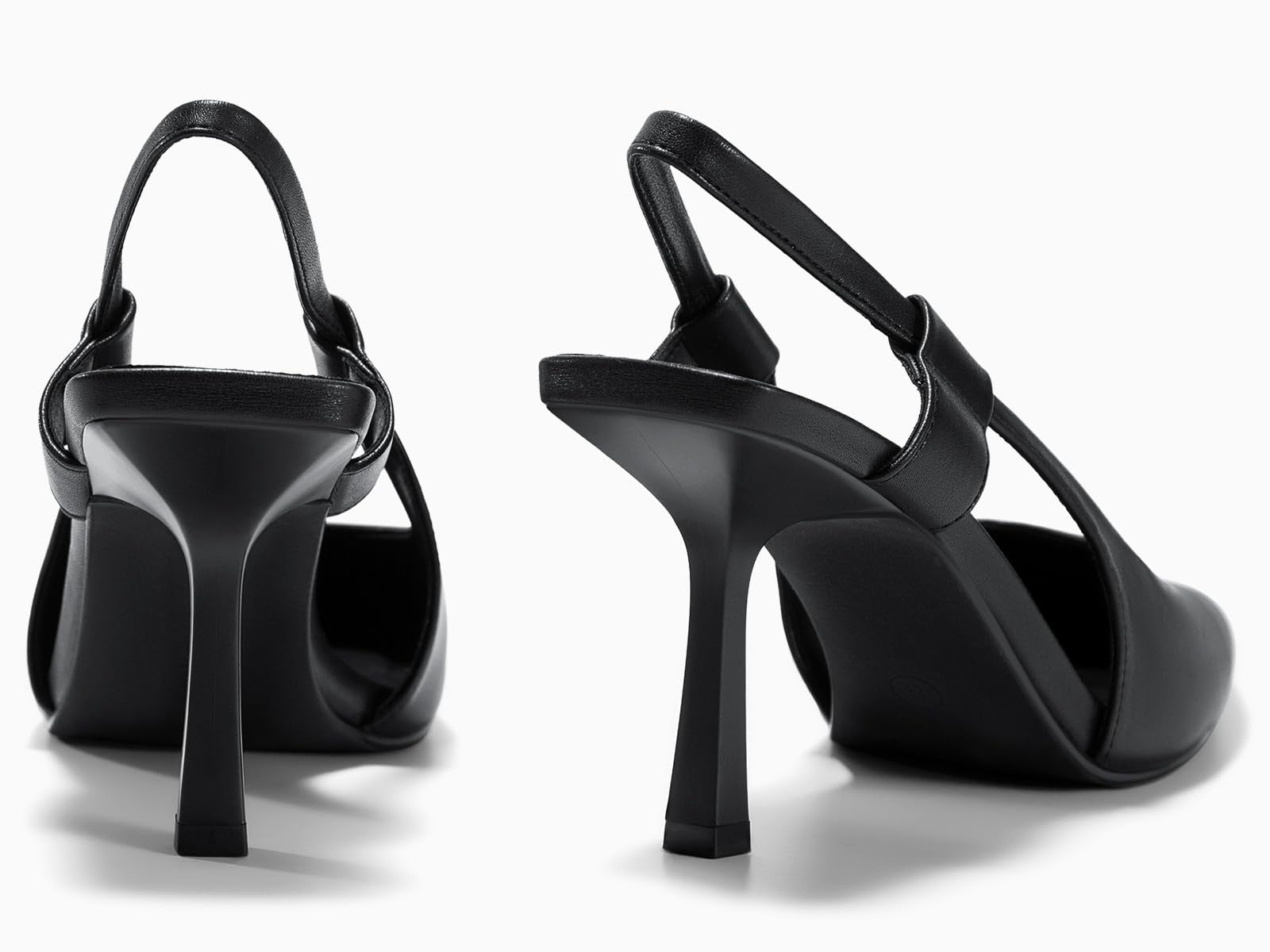 Coutgo Womens Black Slingback Heels Pumps Size 8 Pointed Toe