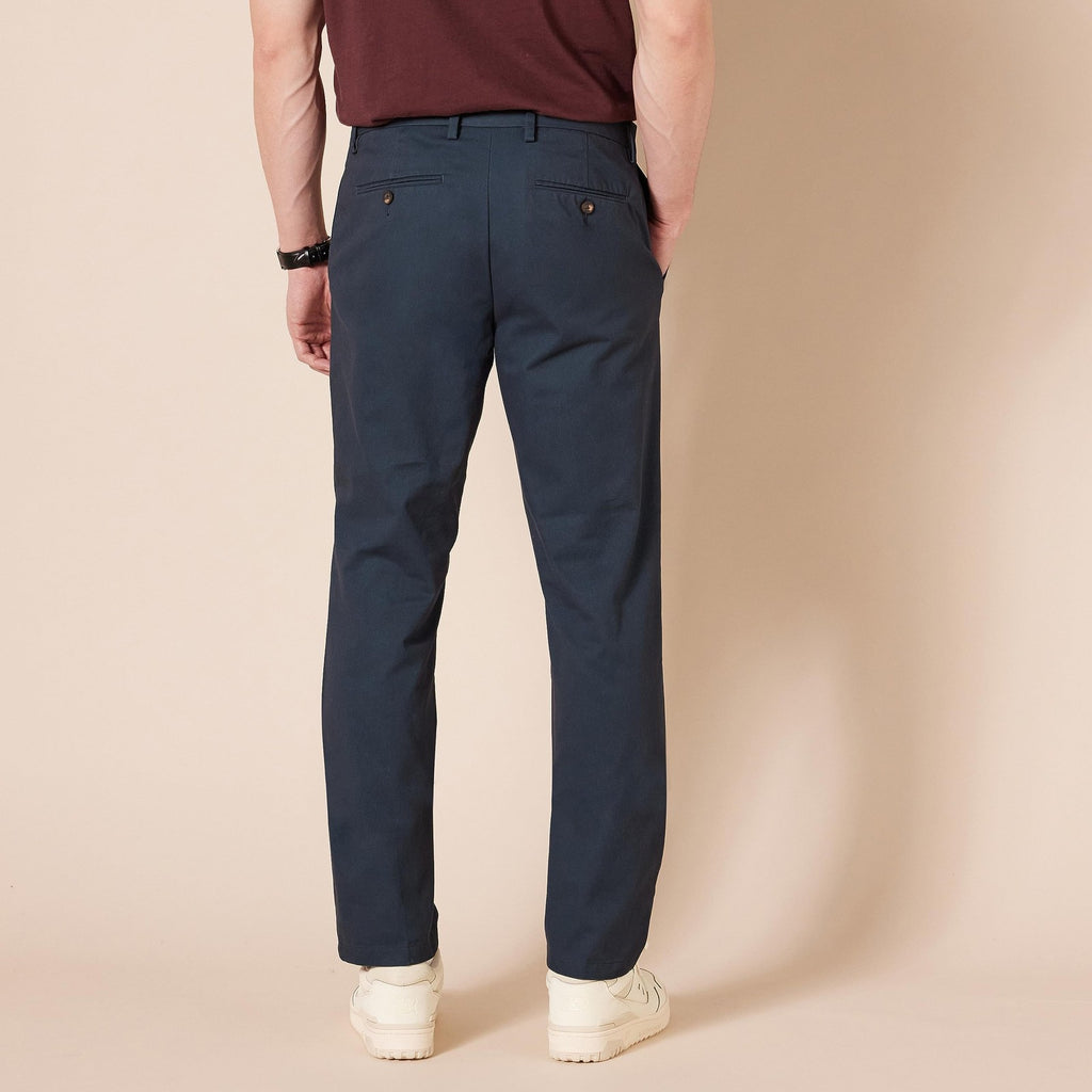 Slim-Fit Flat-Front Chino Pants, Navy, 33W x 28L, Wrinkle-Resistant