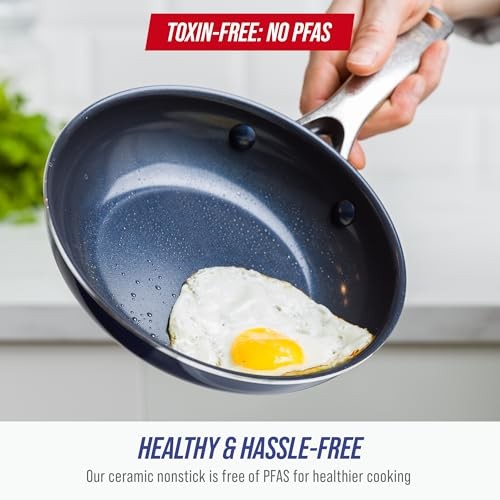 Blue Diamond Nonstick Frying Pan, 8 Inch, Toxin-Free, Dishwasher Safe