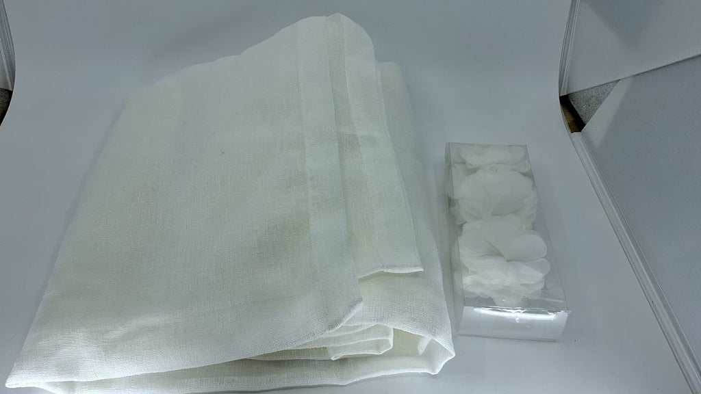 50x95 White Floral Embellished Curtain Panel Cuff Tab Top