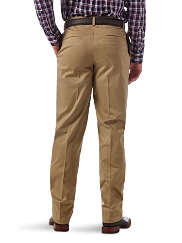 Wrangler mens Flat Front Relaxed Fit Casual Pants, Khaki, 42W x 30L US