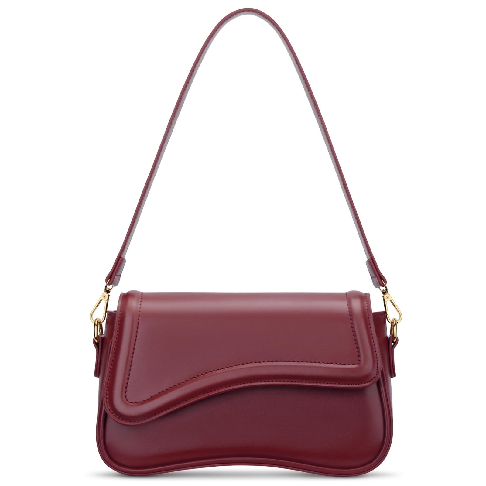 Trendy Burgundy Shoulder Bag for Women Small Hobo Clutch Purse