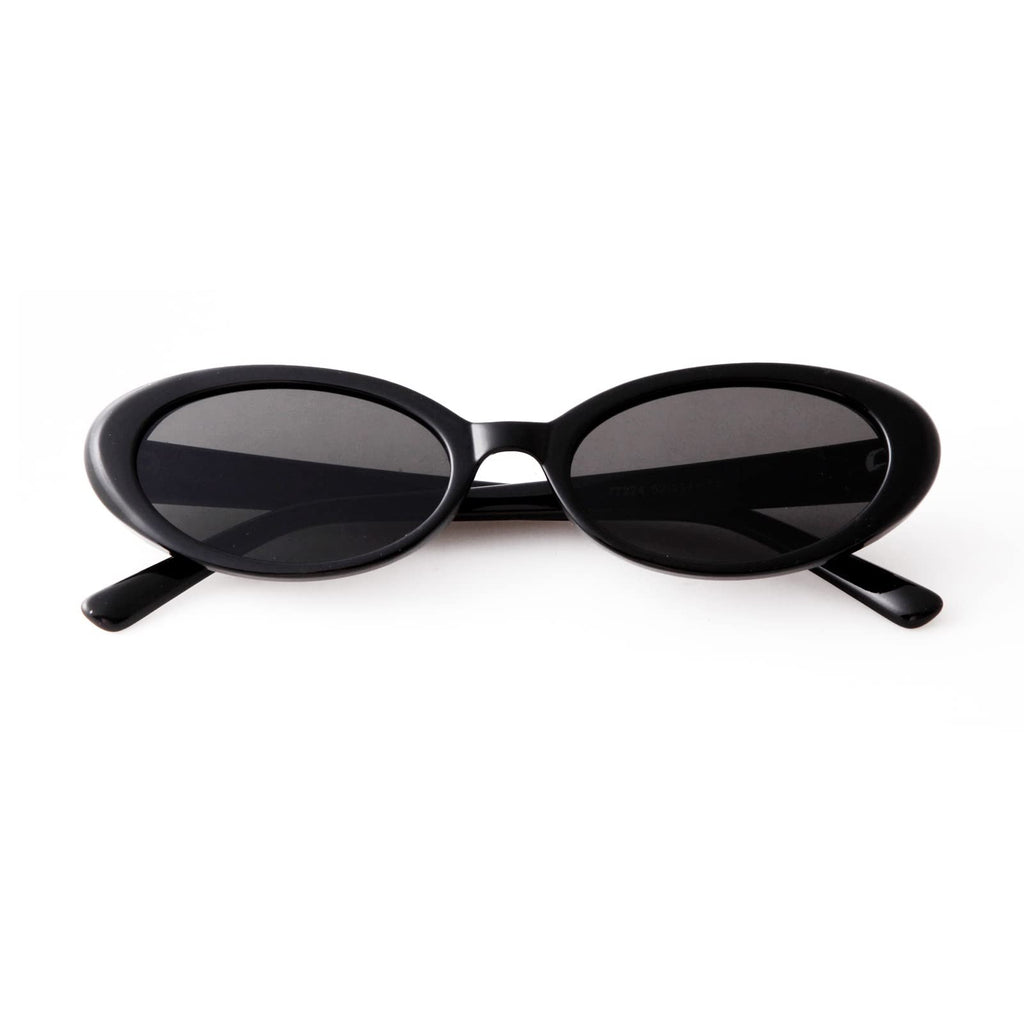 Small Black Oval Sunglasses, Vintage 90s Style for Women & Men