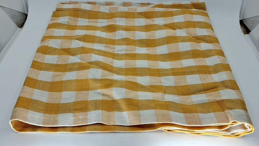 Checkered Table Runner 14x108 in Yellow, 100% Cotton, Machine Washable