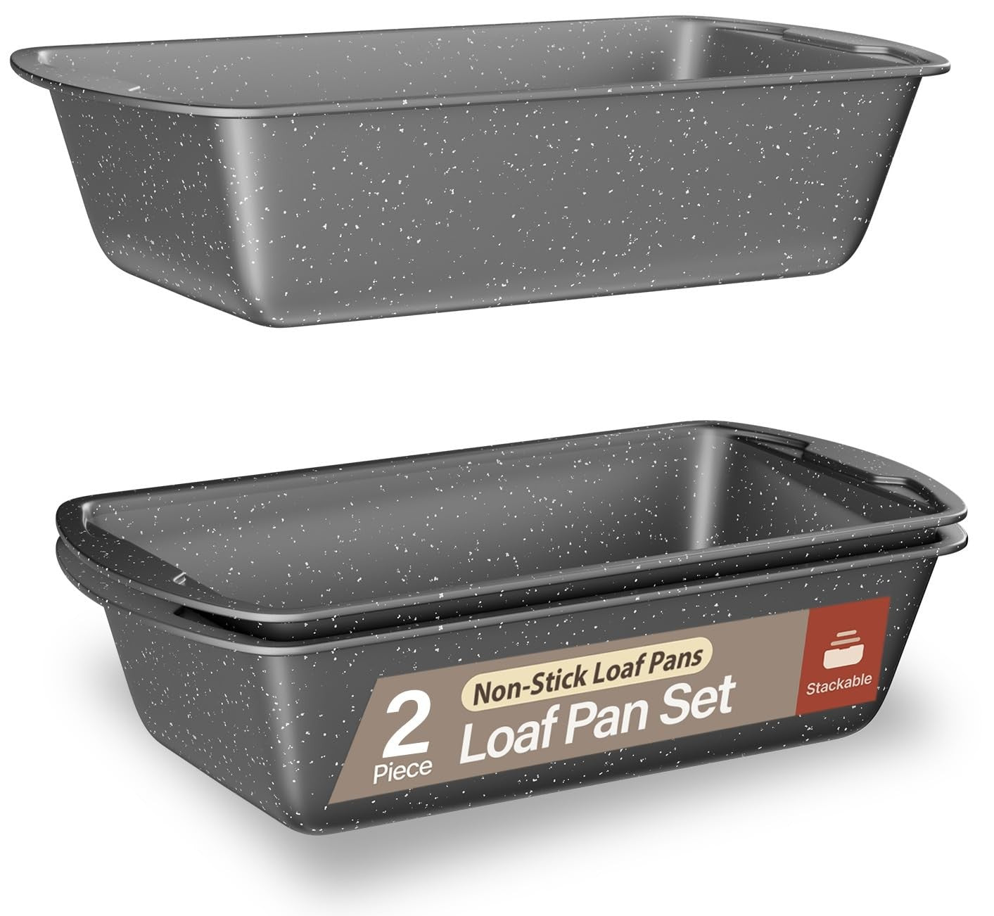 10.2" & 11" Nonstick Baking Loaf Pans Set, Oven Safe, Stackable Design