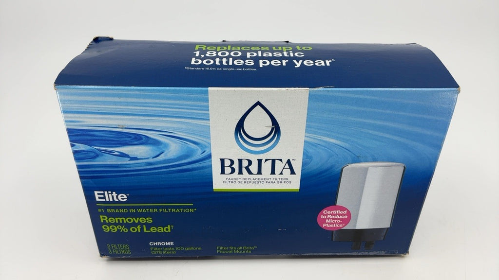 Brita 3 Filters for Faucet Mount, Chrome, Removes 99% Lead & Microplastics
