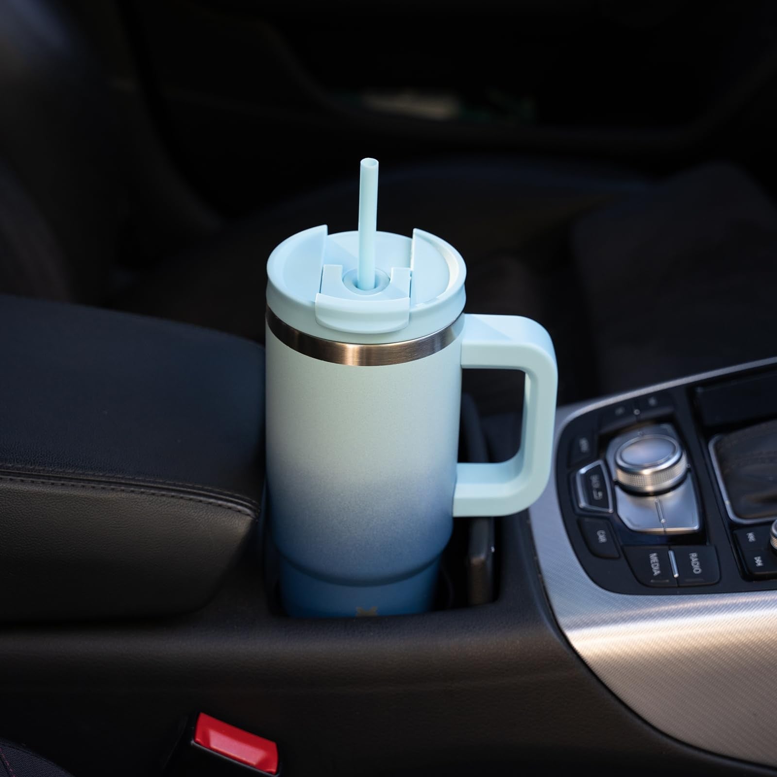 BJPKPK 30oz Stainless Steel Tumbler w/ Handle, Lid & Straw, Day & Night