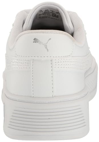 PUMA Women's Smash Platform V3 Sneaker White White Silver, 7
