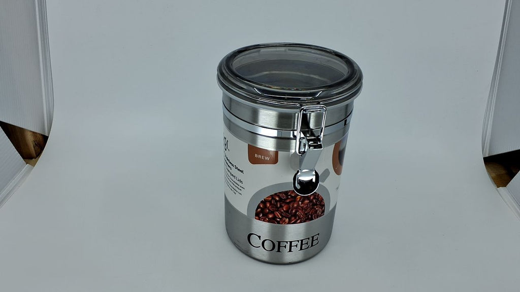 Oggi Stainless Steel Coffee Canister 62 Fl Oz Airtight Clamp Lid