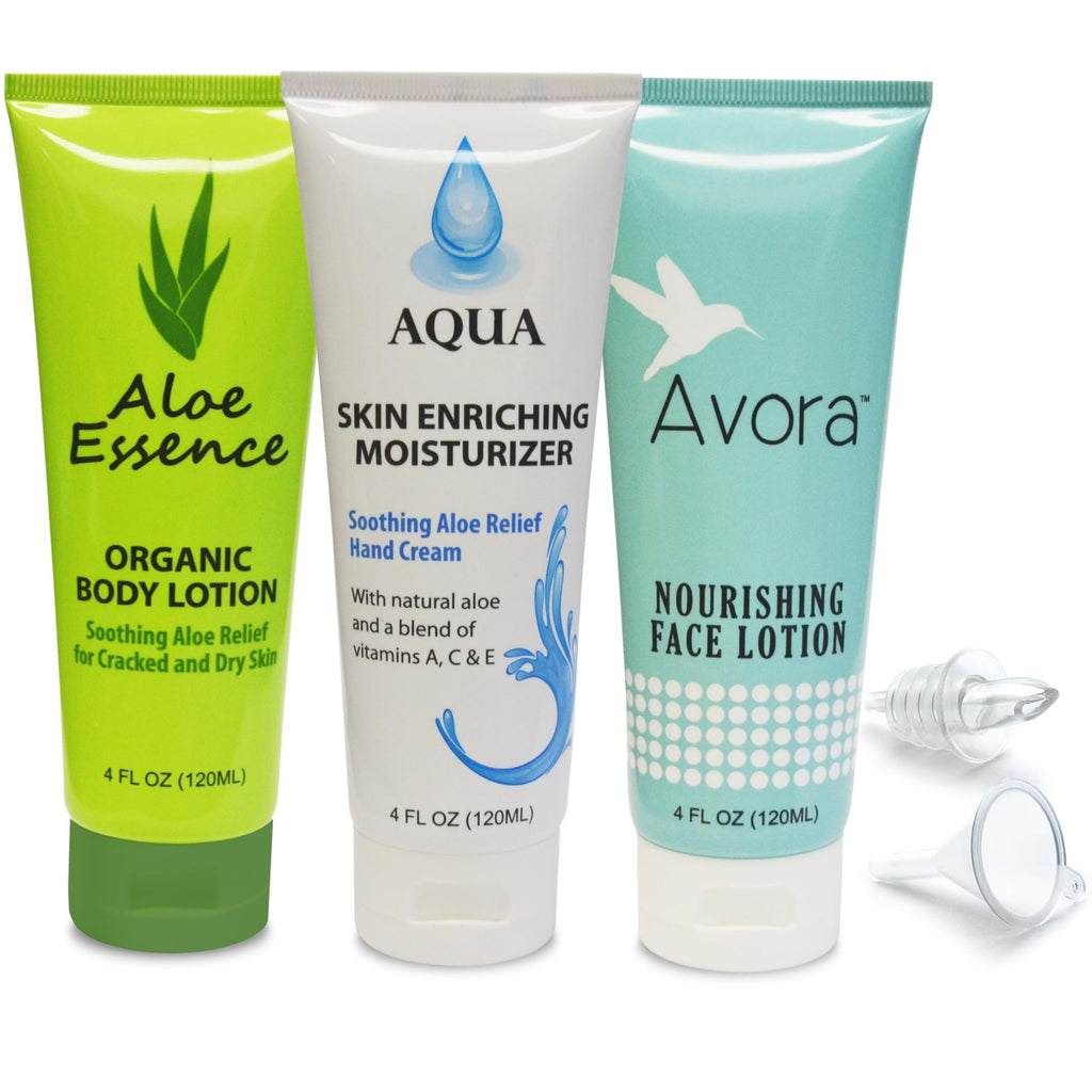 GoPong Hidden Lotion Flasks - 12 oz Alcohol Flasks w/ Funnels, 3 Pack