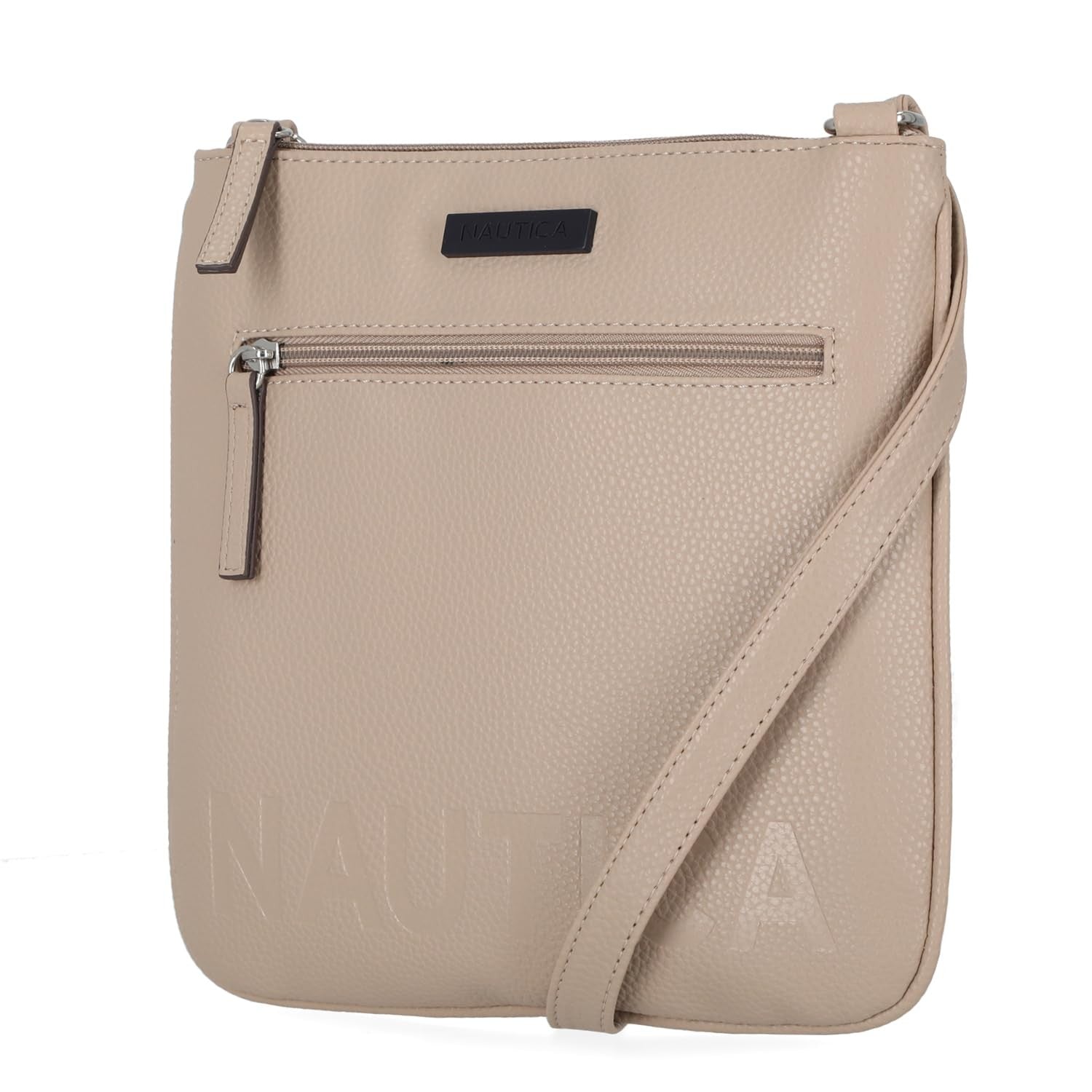 Nautica womens Lakeside Signature Sand Jaquard North South Crossbody Bag