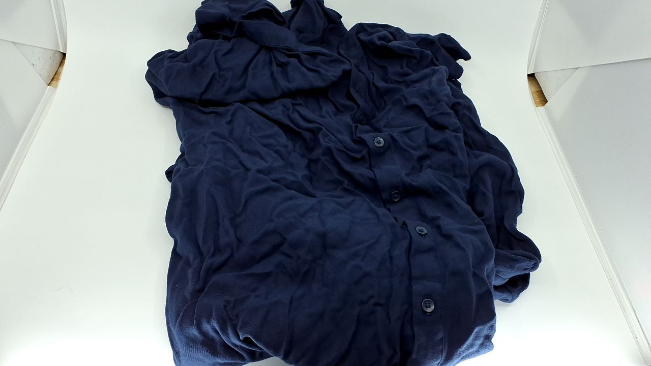 Casual Navy Midi Dress, Large, Half Sleeve, Fit & Flare, Pockets