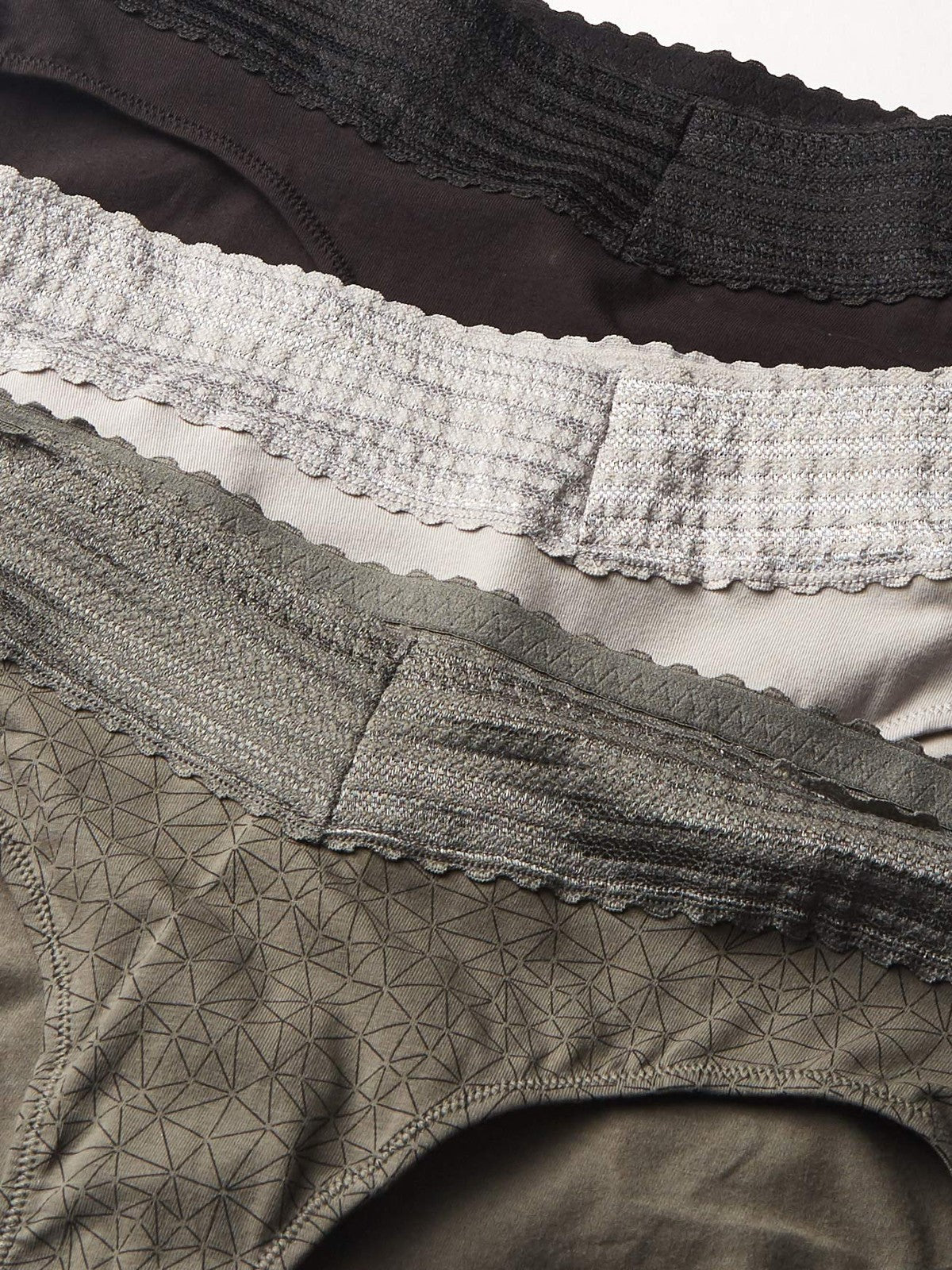 Blissful Benefits No Muffin Hipster Panties, Large, Stone/Platinum/Black