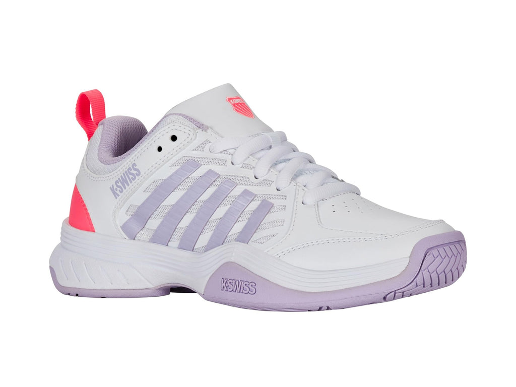 K-Swiss Women's Court Express 2 Tennis Shoe, White/Orchid Petal/Neon Blaze, 9 M