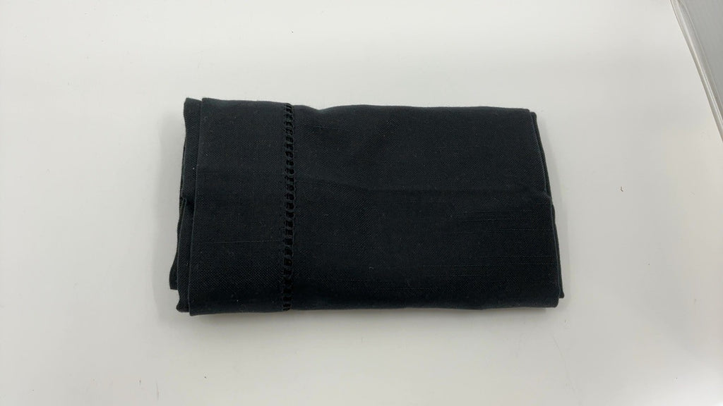 SARO LIFESTYLE Hemstitched Border Table Runner, Black, 16"x72"