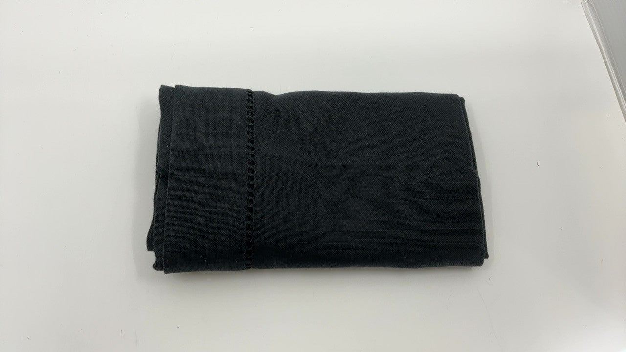 SARO LIFESTYLE Hemstitched Border Table Runner, Black, 16"x72"