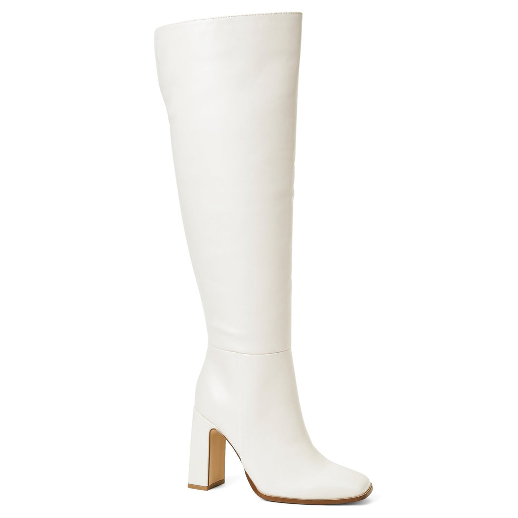 Knee High Chunky Heel Boots Womens Size 7 Birch Faux Leather