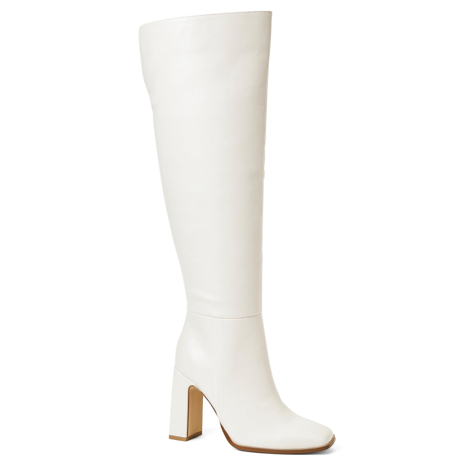 Knee High Chunky Heel Boots Womens Size 7 Birch Faux Leather