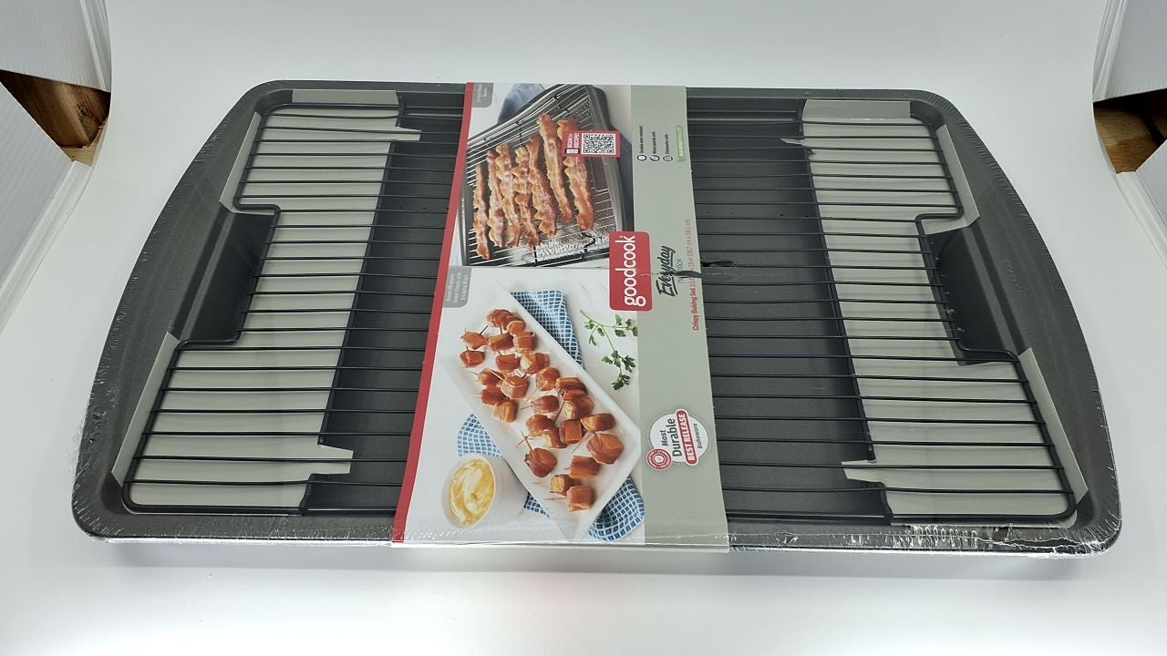 Nonstick Carbon Steel Baking Pan 15x10.5 w/ Wire Rack, Dishwasher Safe